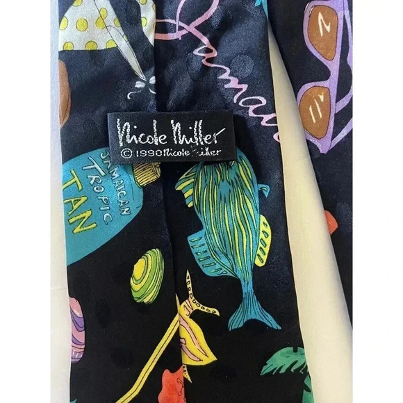 Nicole Miller Vintage 1990 Jamacin Black Tie - Picture 2 of 5
